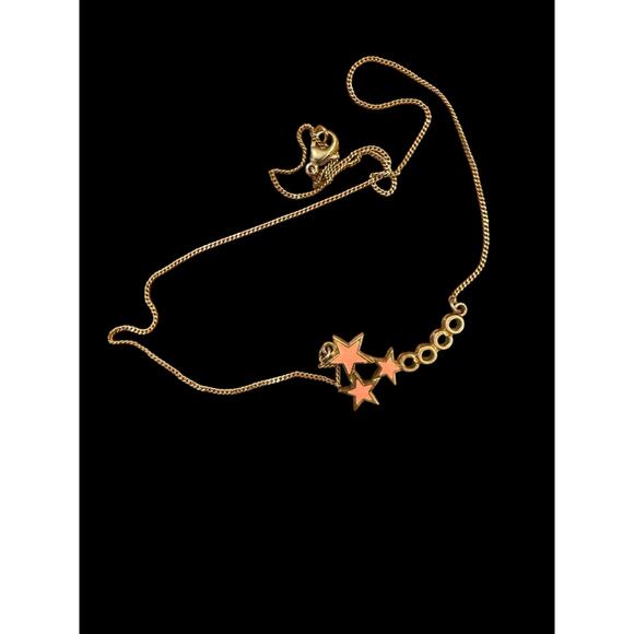 Chanel 01 P Pink Enamel Star Necklace Gold Tone - Picture 2 of 8